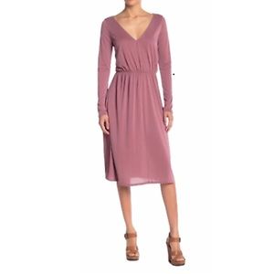 Abound Pink Malaga V-neck Long Sleeve Midi Dress